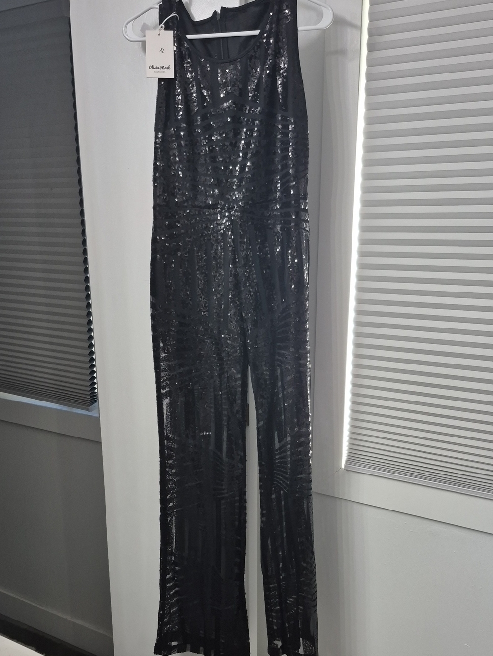 Olivia Moon Black Sequin Sleeveless Jumpsuit Romper